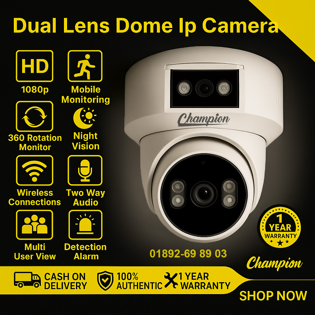 2+2 = 4Mp Dual Lens Dome Wifi Ip champion camera